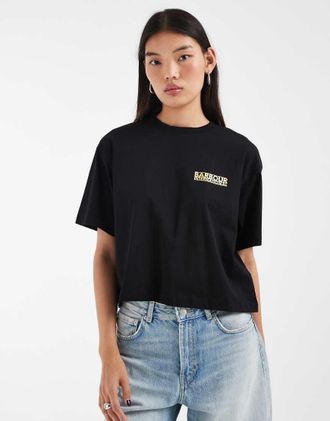 Barbour Amaya T-shirt con logo a maniche corte nera-Nero