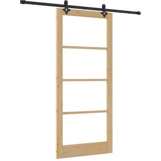 vidaXL Vidaxl - Puerta Corrediza Manual Marr&oacute;n 93 X 211 Cm Madera Y Metal