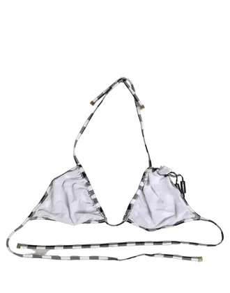 Dolce & Gabbana Black and White Checkered Bikini Top - Black