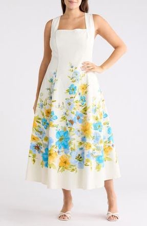Flying Tomato Floral Print Midi Dress in Off White at Nordstrom Rack, Size 2X