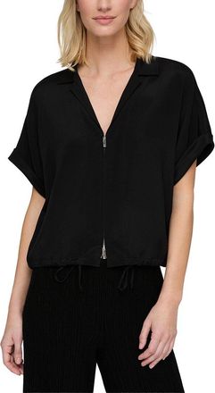 Lafayette 148 New York Silk-Blend Zip Front Blouse