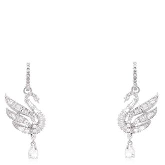 Swarovski Rhodium Plated Swan Vienna Earrings