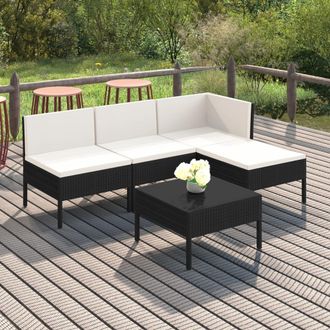 vidaXL 5 Pcs Garden Lounge Set Con Coj&iacute;n De Empuje De Terciopelo