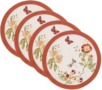 Lenox Set Of 4 Butterfly Meadow Fall Embroidered Placemats