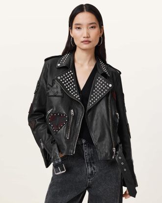 AllSaints College Leather Biker Jacket