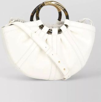 Coccinelle leather bucket bag pleated handles tortoiseshell