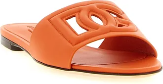 Dolce & Gabbana Womens Orange Calfskin Slides Shoe