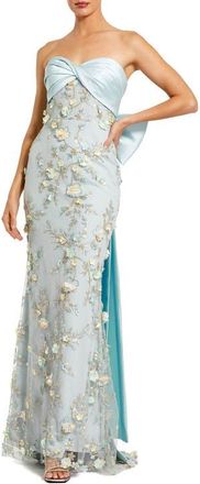 Mac Duggal Strapless Sweetheard Embellished Gown With Bow in Blue at Nordstrom, Size 12