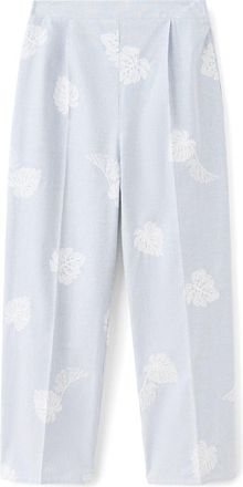 Mango Embroidered Stripe Pants in Blue at Nordstrom, Size X-Small