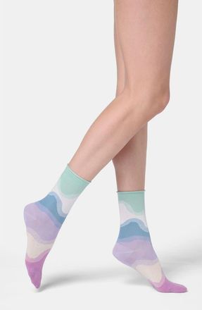 Orobl&ugrave; Waves Jacquard Crew Socks in Sky at Nordstrom