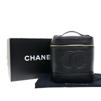 Chanel Vintage Timeless Cosmetic Case Caviar Black Calfskin Handbag (Pre-Owned)