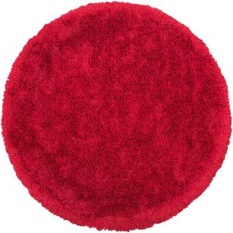Beliani Beliani - Alfombra peluda roja de pelo largo redonda 140 cm con mechones de algodón Cide
