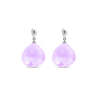 Luxenter oorbellen, 925 sterling zilver en gerhodineerd morganiet zirkonia zoqoyi