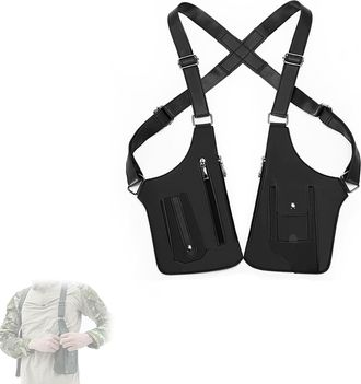 Generic Leather Shoulder Bag, Adjustable Underarm Shoulder Bag, Anti Pickpocket Accessories with Double Shoulder Armpit Bag, Unisex (Black)