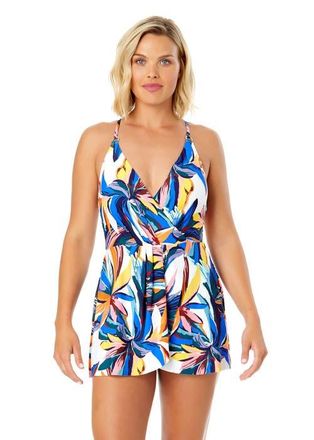 Anne Cole Womens Swim Dress With Skirted Bottom in Riviera Floral at Nordstrom, Size 12