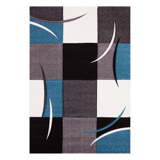 Un amour de tapis Alfombra de salón con diseño de tablero de ajedrez, azul 160x230