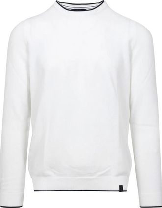 Fay Katoen Ronde Hals Lange Mouw Sweatshirt - Heren - Ronde hals truien - Wit - 2XL - Katoen - Truien & Vesten