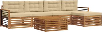 vidaXL Conjunto De Sof&aacute;s De Exterior 6 Uds. Natural Y Beige Vidaxl