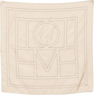 Toteme Geborduurd Monogram Zijden Sjaal - Heren - Zijden sjaals - Beige - ONE Size - Accessoires