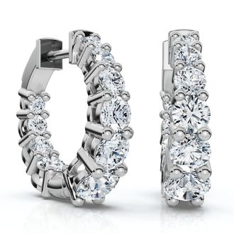 Pompeii3 2Ct Graduated Round Diamond Hoops 14k Gold 5/8 Tall EF/VS