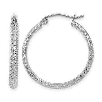 Diamond2Deal 14k Gold Diamond-cut 2.8x25mm Round Hoop Earrings