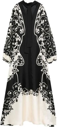 Raquel Diniz Abito in seta a fiori - Nero