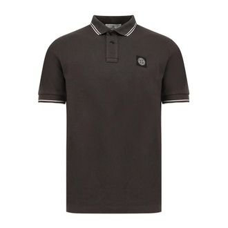 Stone Island Polo Shirts, male, Gray, S, Cotton Polo with Logo Patch