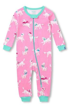 Hatley Poodle Pups Cotton Zip Romper in Pink at Nordstrom, Size 18-24M