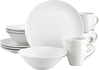 Gibson Home Wintercap 12 Piece Fine Ceramic Dinnerware Set in White at Nordstrom