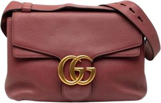 Gucci Pre-owned Cross Body Bags, female, Pink, Size: ONE SIZE Pre-owned GG Marmont Shoulder Bag
