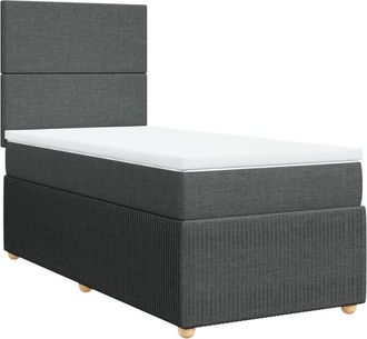 vidaXL Cama Box Spring Con Colch&oacute;n Tela Gris Oscuro 100x200 Cm Vidaxl