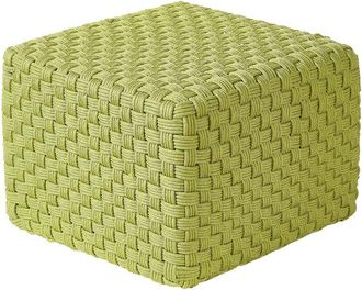 Beliani Beliani - Outdoor Hand Woven Pouffe Ottoman Synthetic Material Garden Accessories 50 x 50 cm Green Nalli