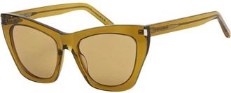 Saint Laurent Kate Zonnebril - Dames - Zonnebrillen - Groen - 55 MM - Nylon - Accessoires