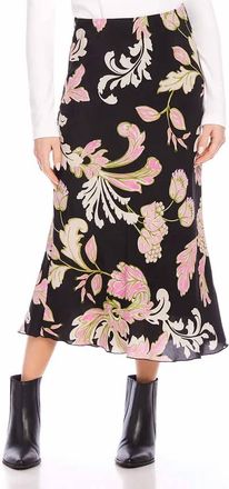 Karen Kane Brissa Bias Cut Midi Skirt In Pink Floral Print