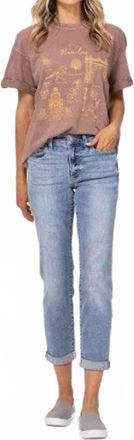 Judy Blue Mid Rise Boyfriend Denim Jeans - Plus In Light Bleach Wash