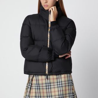 Burberry Piumino nero con zip con dettaglio Check
