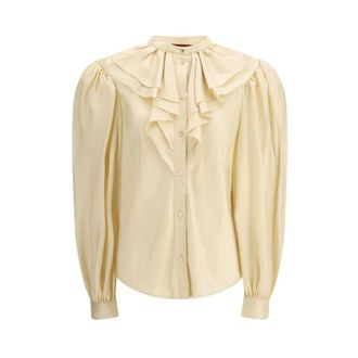 Gucci Dames, Blouses & Shirts, Beige, Maat: M Zijde