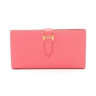 Herm&egrave;s Pink Rose Azalee Chevre Leather Long Wallet (Bi-Fold) (Pre-Owned)