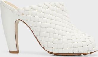 Bottega Veneta Lido Weave Peep-Toe Mule Sandals