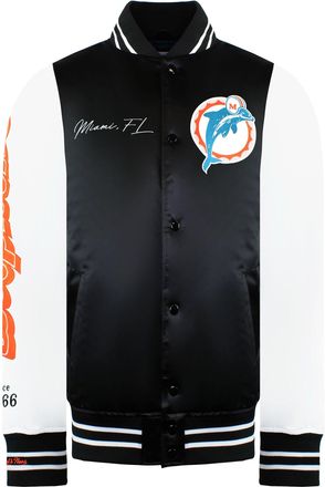 Mitchell & Ness NFL Miami Dolphins Mens Satin Bomber Jacket - Black/White - Size X-Large