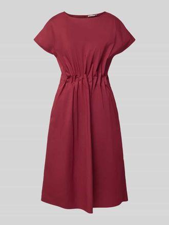 Christian Berg Midikleid mit Rundhalsausschnitt und Drapierungen in Bordeaux, Gr&ouml;&szlig;e 34