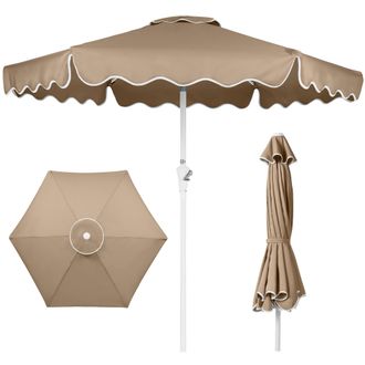 Best Choice Products 7.5ft Patio Market Umbrella with Wavy Trim, Fade-Resistant, Crank & Tilt, Wind Vent