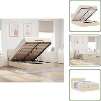 vidaXL Letto con testiera - vidaXL Pouf Letto con Materasso Crema 140x190 cm in Tessuto - Materasso con molle insacchettate