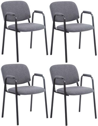 Clp Set De 4 Sillas De Confidente Ken Pro En Tela Gris