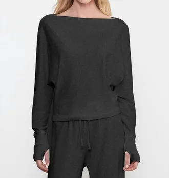 Enza Costa Cashmere Dolman Top In Charcoal