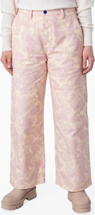 Burberry Rose-Print High Waist Cotton Pants, Brand Size 10 ( US Size 8 )