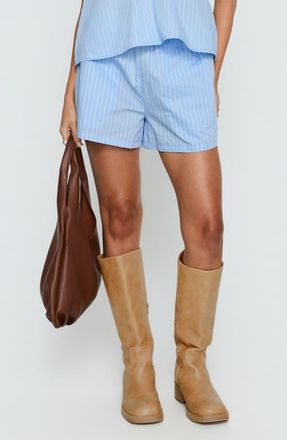 Princess Polly Carambola Striped Mid Rise Shorts in Blue at Nordstrom, Size 4