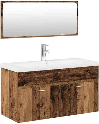 vidaXL Juego De Muebles De Ba&ntilde;o 3 Piezas Madera Ingenier&iacute;a Envejecida Vidaxl