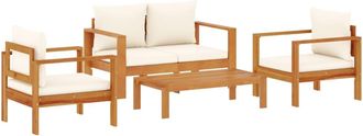 vidaXL Set Sof&aacute;s De Jard&iacute;n Con Cojines 4 Pzas Madera Maciza De Acacia Vidaxl