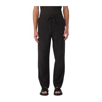 120% Lino Broeken, Heren, Zwart, S, Linnen, Zwarte Linnen Casual Broek